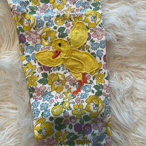 Mini Boden Yellow and Blue Floral Leggings with Butterfly Appliqué